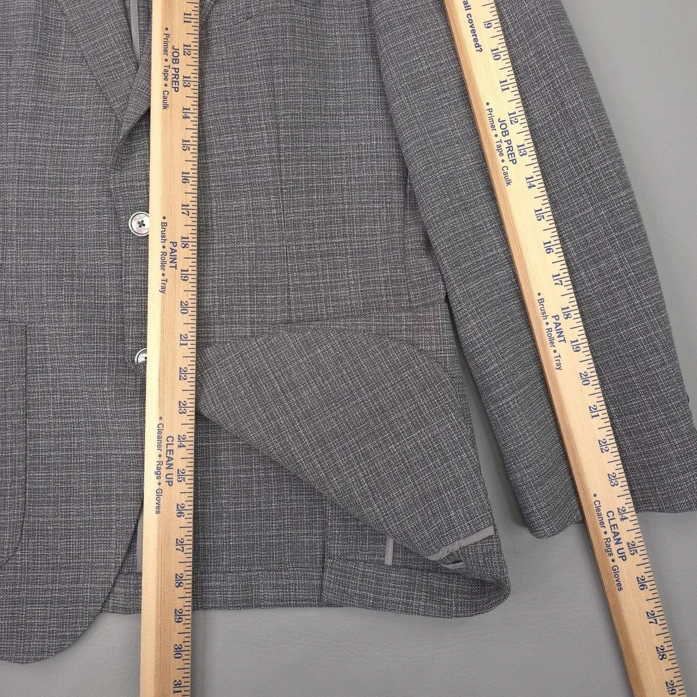 Hugo Boss Blazer Mens 40R Gray Check Wool Janson6 Sport Coat Jacket Regular Fit